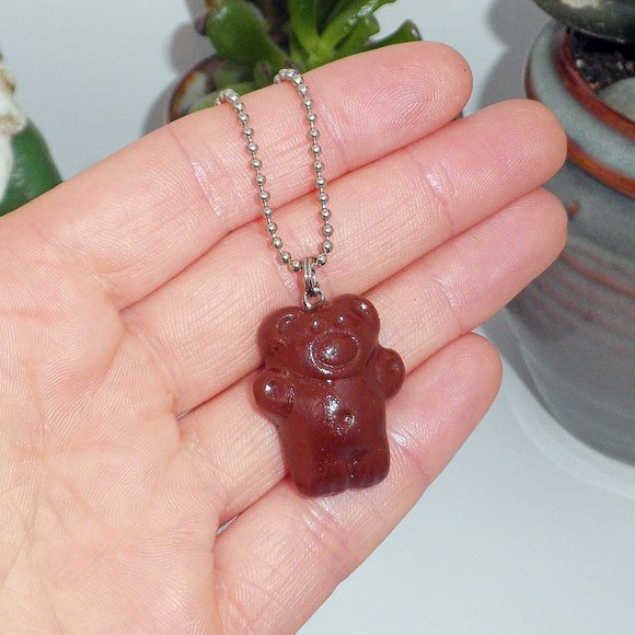 faeriesmak handmade Jewelry - Chocolate TEDDY GRAHAM polymer clay faeriesmak charm necklace